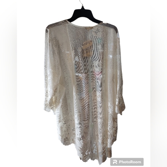 Eyeshadow NWT 2X Ivory Elegant lace Kimono 3/4 sleeve - Picture 10 of 14